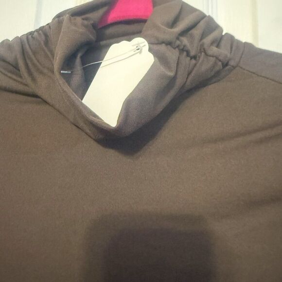 NWT Zenana Soft Turtle Neck Microfiber Top | Chocolate Brown S - Picture 2 of 3